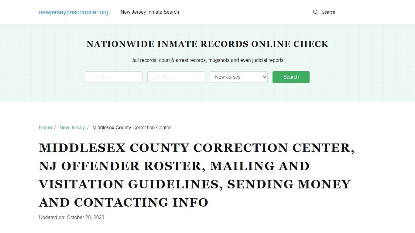 Middlesex County Correction Center, NJ: Inmate Search, Visitation ...